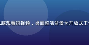 现代化办公室内员工在午休时间用电脑观看短视频，桌面整洁背景为开放式工位，展示工作间隙免费在线观看场景